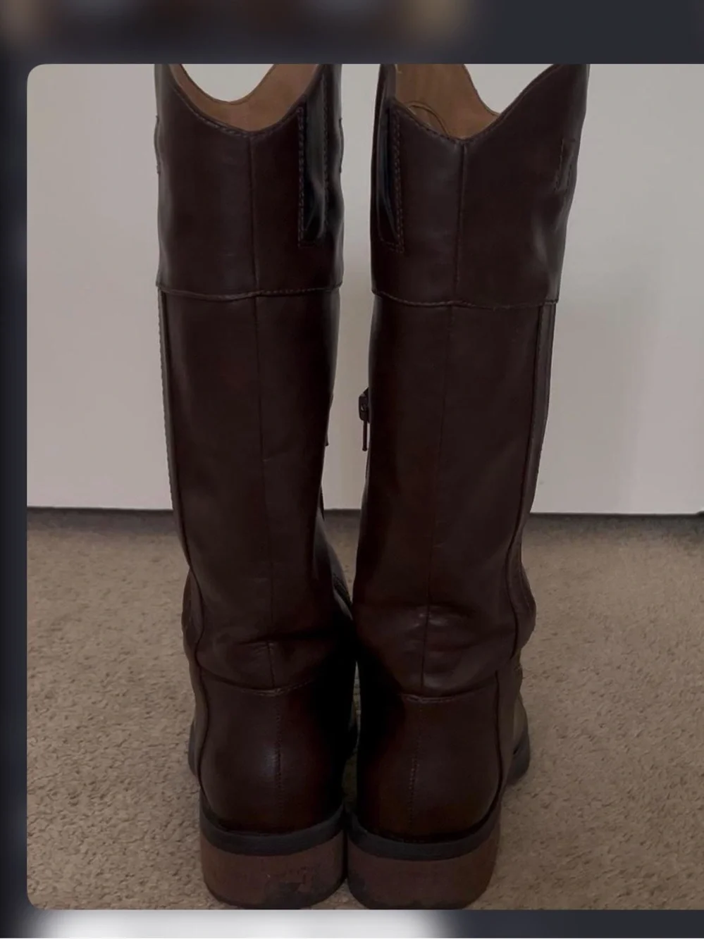 Crown Vintage Over-the-Knee Leather Boots - Dark Brown